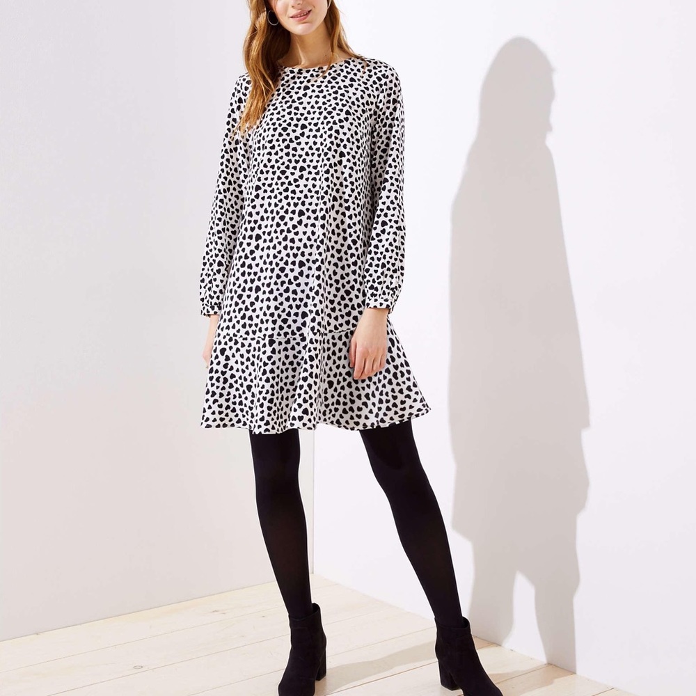 Loft black and white heart dress